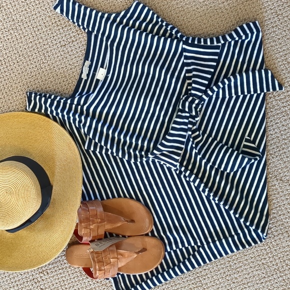 LOFT Dresses & Skirts - LOFT Navy and White Striped Square Neck Maxi Dress